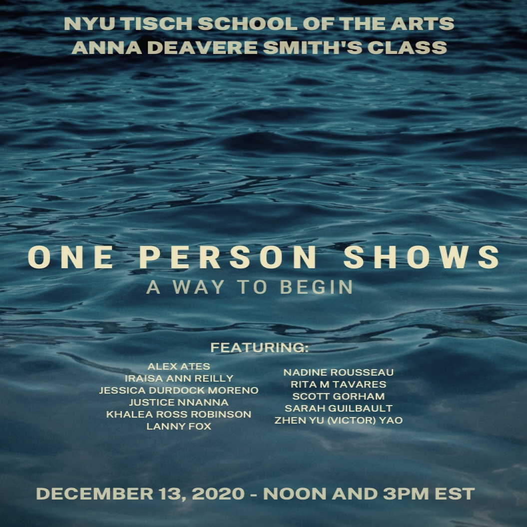 One Person Shows: A Way to Begin flyer - water over text